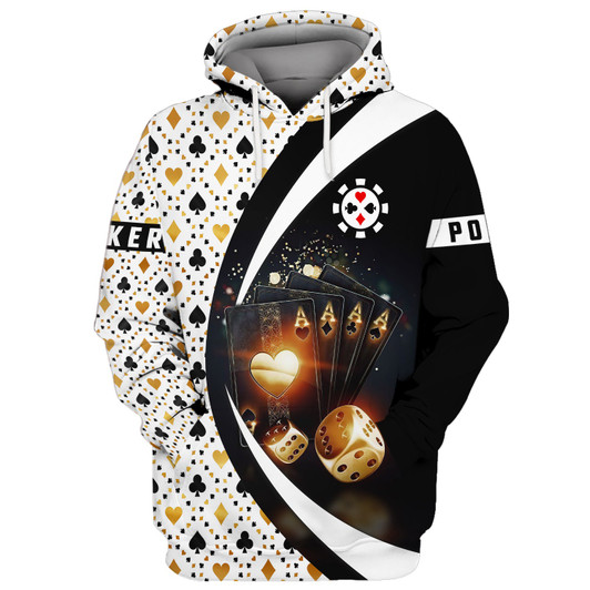FUNSTUFFPRINT Custom 3D Poker Shirt For Him, Women Poker Hoodie, Poker Gift For Dad   3D Hoodie and Zip Hoodie