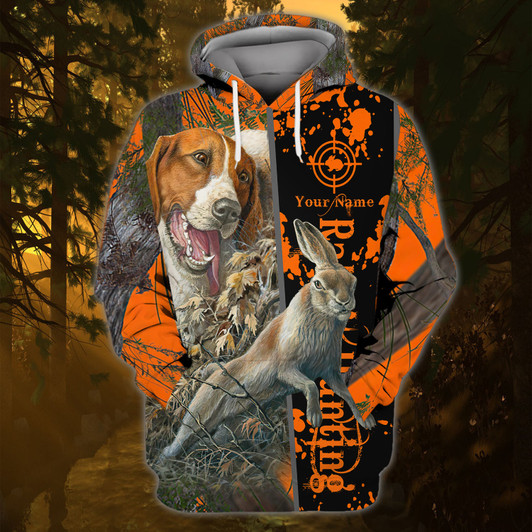 FUNSTUFFPRINT DOG HUNTING1 - Personalized Name 3D Hoodie and Zip Hoodie