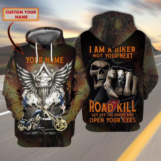 FUNSTUFFPRINT Custom Name Hoodie shirt-I am a biker  3D Hoodie and Zip Hoodie