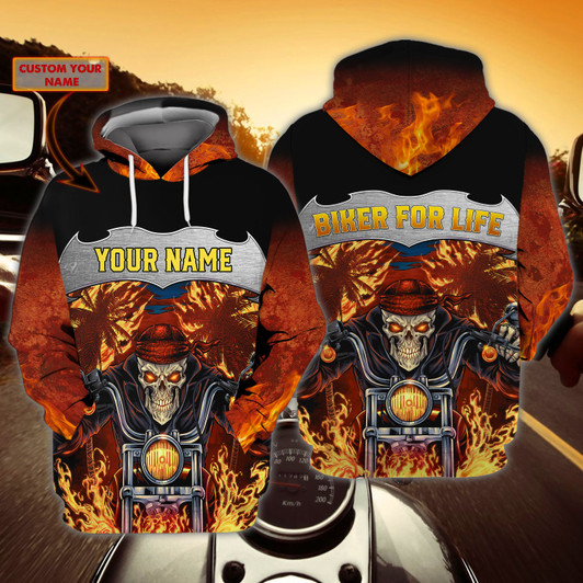 FUNSTUFFPRINT Custom Name-Hoodie-Biker for life 3D Hoodie and Zip Hoodie