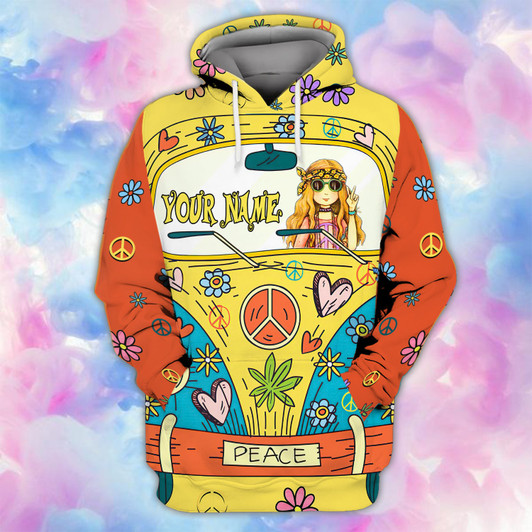 FUNSTUFFPRINT Custom Name-Hoodie-Hippie  3D Hoodie and Zip Hoodie