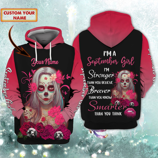 FUNSTUFFPRINT  September Girl - Personalized Name   3D Hoodie and Zip Hoodie