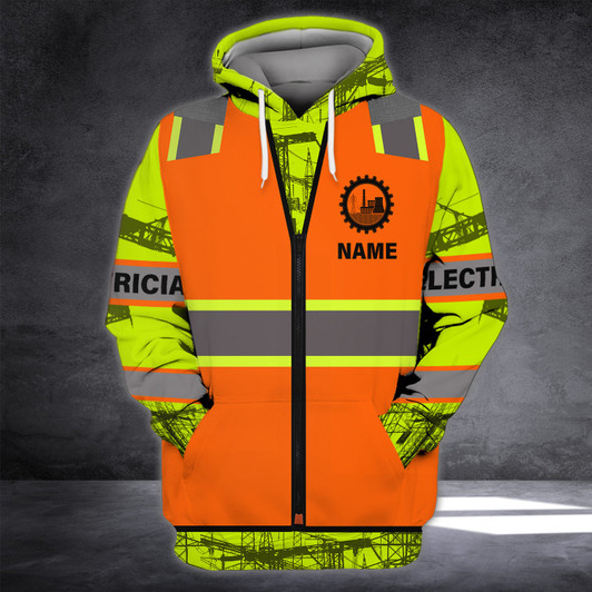 FUNSTUFFPRINT Electrician Uniform - Personalized Name    3D Hoodie and Zip Hoodie