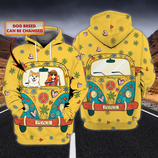 FUNSTUFFPRINT Hippie girl and her dog-Custom Hoodie shirt-Personalized Gifts For Dog Lovers  3D Hoodie and Zip Hoodie
