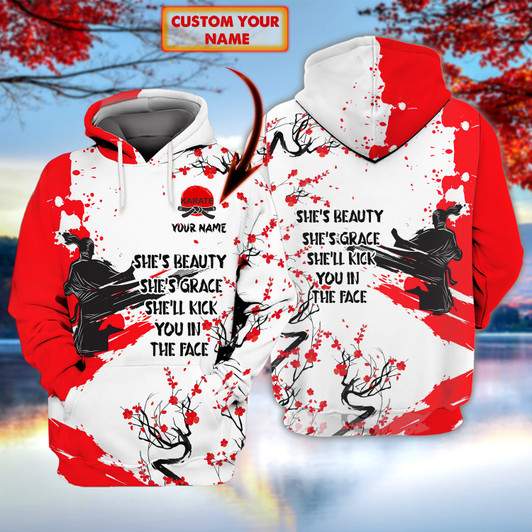 FUNSTUFFPRINT   Karate Girl - Personalized Name 3D Hoodie - Nt168  3D Hoodie and Zip Hoodie