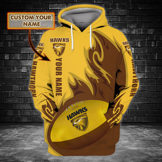 FUNSTUFFPRINT Hawthorn Hawks 1 - Personalized Name  3D Hoodie and Zip Hoodie