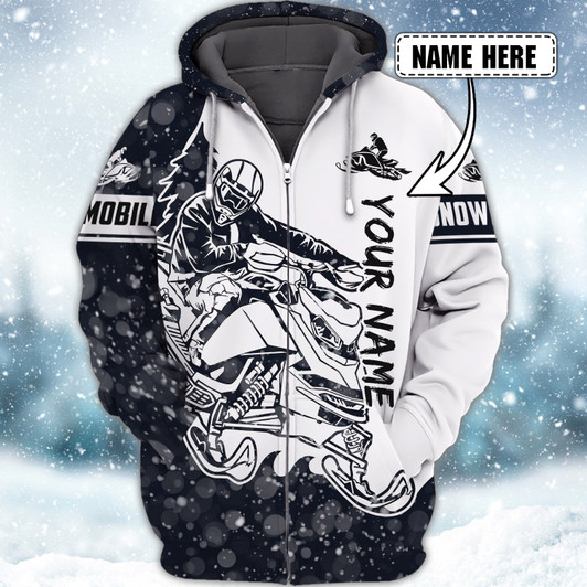 FUNSTUFFPRINT Snowmobile - Personalized Name  3D Hoodie and Zip Hoodie