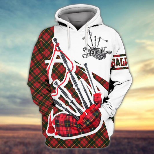 FUNSTUFFPRINT Bagpipes - 3D Hoodie - Personalized Name  3D Hoodie and Zip Hoodie