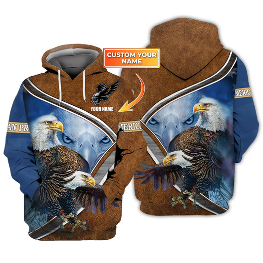 FUNSTUFFPRINT American Pride - Personalized Name  3D Hoodie and Zip Hoodie