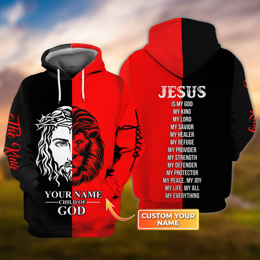 FUNSTUFFPRINT Cusstom CHILD OF GOD - Black Red  3D Hoodie and Zip Hoodie