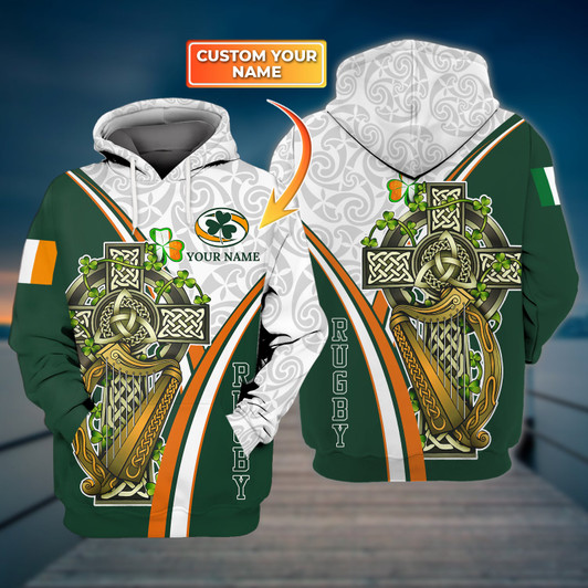 FUNSTUFFPRINT The Irish Celtic Cross 2 - Personalized Name   3D Hoodie and Zip Hoodie