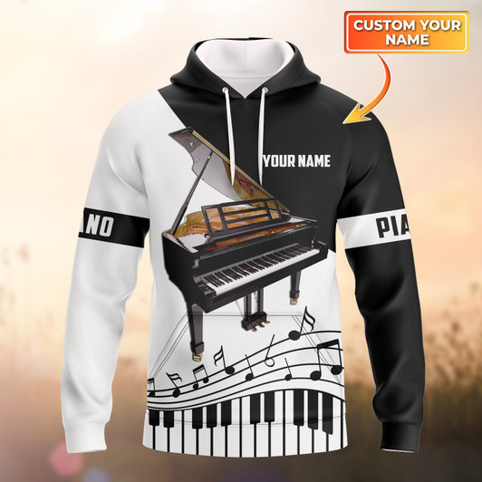 FUNSTUFFPRINT Piano 02 - Personalized Name   3D Hoodie and Zip Hoodie