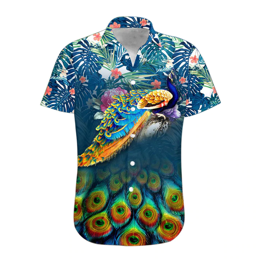 3D Peacock Hawaii Shirt, Hawaiian Shirts for Men and women Short Sleeve Aloha Beach Shirt