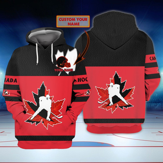 FUNSTUFFPRINT Custom Hockey Canada   3D Hoodie and Zip Hoodie