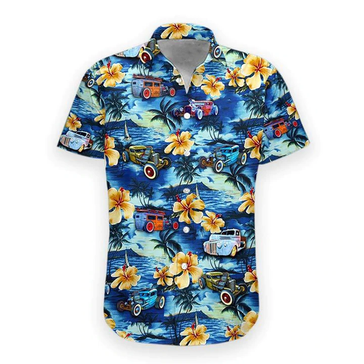 3D Rat Rod Hawaii Shirt, Summer Hawaiian Shirts Casual Short Sleeve Shirt Men