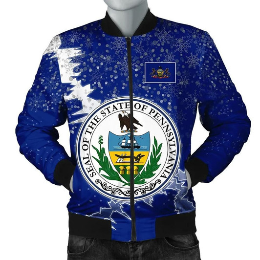 FUNSTUFFPRINTINT Pennsylvania Christmas Coat Of Arms Men Bomber Jacket X Style J78 3D Bomber Jacket