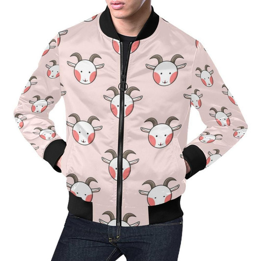FUNSTUFFPRINTINT Pink Goat Sheep Pattern Print Mens 3D Bomber Jacket