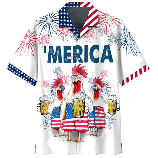 4Th Of July Hawaiian Shirt - Chicken Beer Hawaiian Shirt