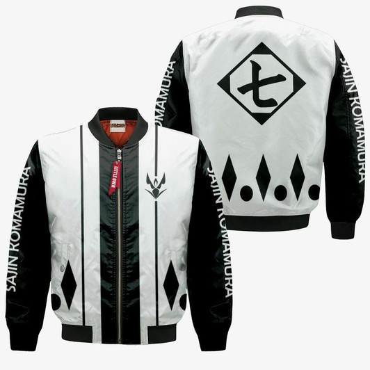 FUNSTUFFPRINTINT  Sajin Komamura Seventh Division Bomber Jacket Custom Bleach Cosplay Costumes  3D Bomber Jacket
