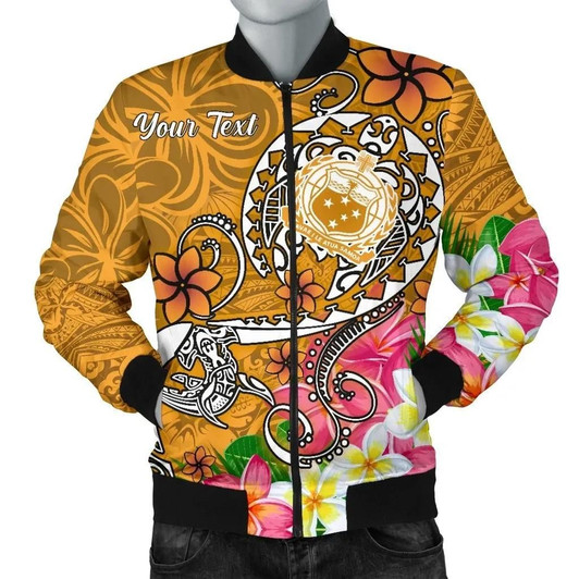 FUNSTUFFPRINTINT  Samoa Custom Personalised Men’s Bomber Jacket – Turtle Plumeria (Gold) – BN18  3D Bomber Jacket