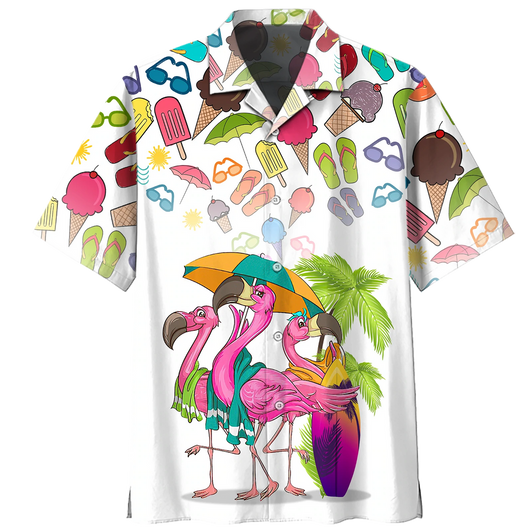 Summer Flammingo beach hippie Hawaiian shirt