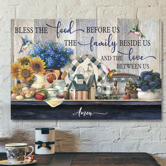 Bless The Food Before Us And The Love Between Us Canvas Wall Art - Bible Verse Canvas - Scripture Canvas Wall Art