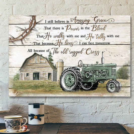 Green Electric Tricycle - I Still Believe In Amazing Grace - Bible Verse Canvas - Scripture Canvas Wall Art