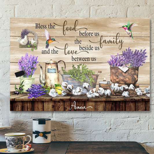 Bless The Food Before Us The Family Beside Us Canvas Wall Art - Bible Verse Canvas - Scripture Canvas Wall Art