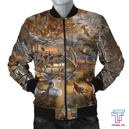 FUNSTUFFPRINTINT Tmarc Tee Mens Bomber Jacket – Hunting Camo 3D Bomber Jacket
