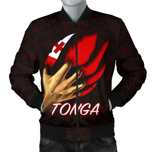 FUNSTUFFPRINTINT Tonga Men’s Bomber Jacket – Tonga In Me (Red) – BN25  3D Bomber Jacket