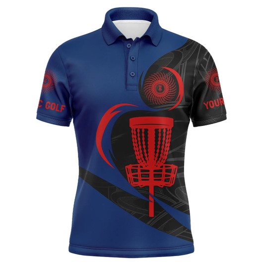 Custom Disc Golf Men Polo Shirt - Custom Name Disc Golf Basket Apparel - Personalized Gift For Disc Golf Lover, Men, Husband, Team
