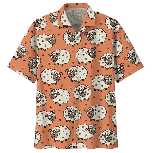 Orange Sheep Illustration Design Hawaiian Shirt