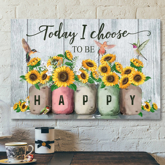 Bible Verse Canvas - Today I Choose To Be Happy Wall Art Canvas - Scripture Canvas Wall Art