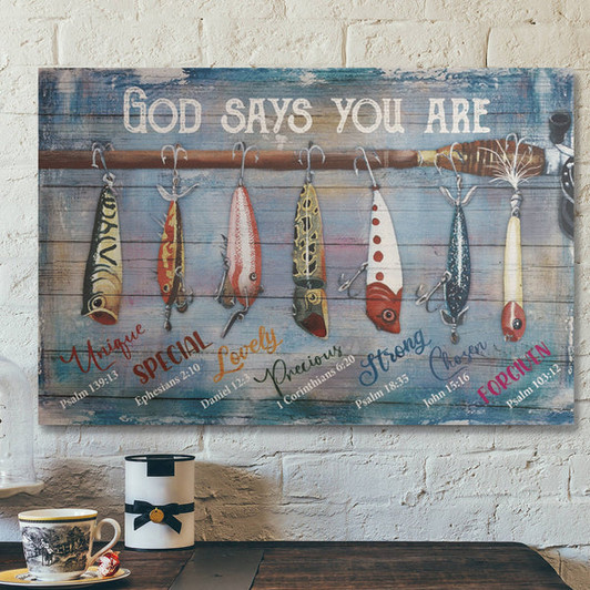 Bible Verse Wall Art Canvas - Fishing - God Says You Are Canvas