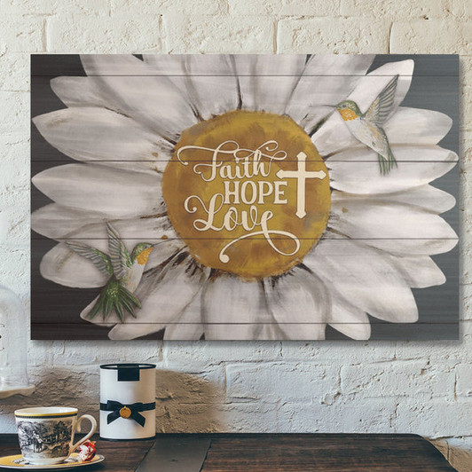 Bible Verse Wall Art Canvas - Green Hummingbird - Faith Love Hope Canvas