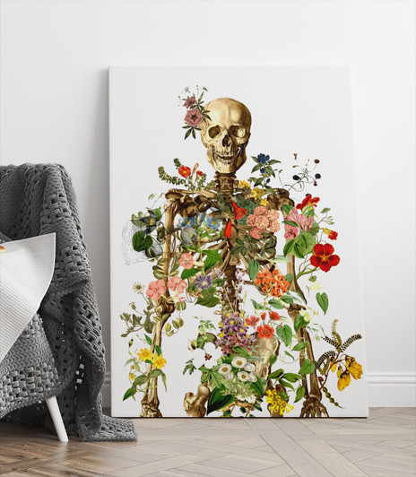 Human Skeleton Flower Gift for Doctor Wall Art Art Anatomy Canvas Prints