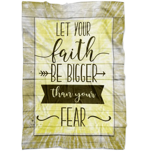 FUNSTUFFPRINT Let Your Faith Be Bigger Than Your Fear Fleece Blanket - Christian Blanket - Bible Verse Blanket