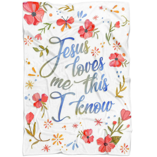 FUNSTUFFPRINT Jesus Loves Me This I Know Fleece Blanket - Christian Blanket - Bible Verse Blanket