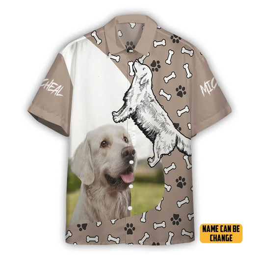 Custom 3D Golden Retriever Dog Hawaii Custom Text Hawaiian Shirt
