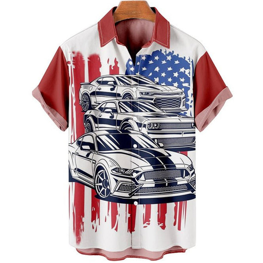 Men's Car Color Matching Daily Simple Loose Shirt, Hawaiian shirt vintage, Hawaii shirts mens