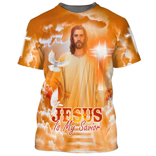 FUNSTUFFPRINT Jesus Is My Savior Dove 3D All Over Printed Shirt for Men and Women 3D T-shirt