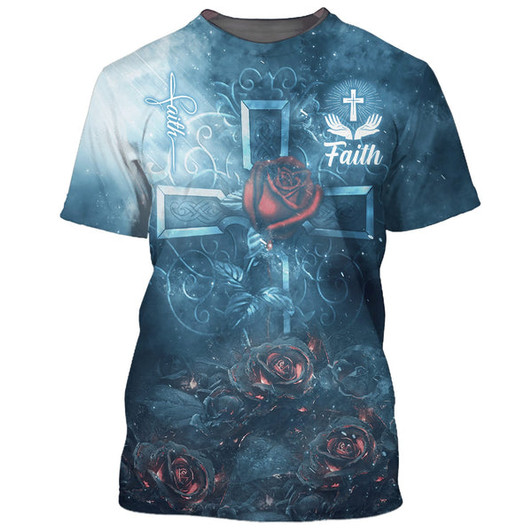 FUNSTUFFPRINT Rose Faith 3D All Over Printed Shirt for Men and Women
 3D T-shirt