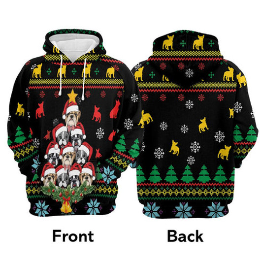 FUNSTUFFPRINT 3D German Shepherd Waiting For Christmas All Over 3D Hoodie and Zip Hoodie