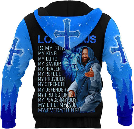 FUNSTUFFPRINT 3D The Cross And The Praying Lion Jesus Focus On Me 3D Hoodie and Zip Hoodie
