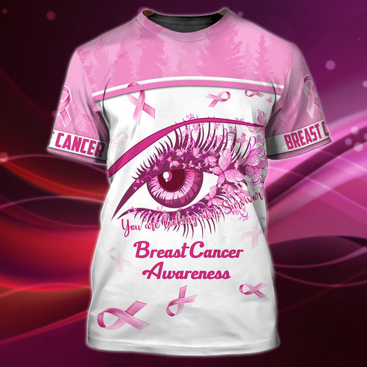 FUNSTUFFPRINT Eye Pink Breast Cancer Awareness 3D Full Print Shirt, Perfect Shirt for Breast Cancer3D T-shirt