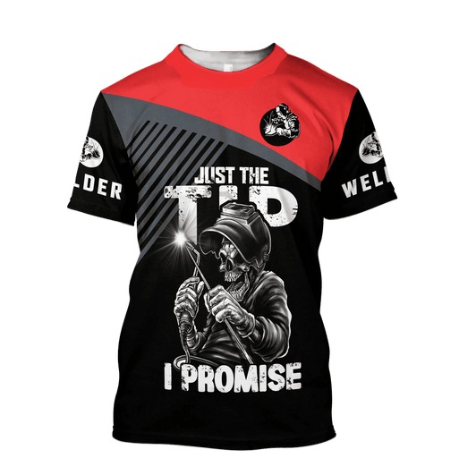 FUNSTUFFPRINT 3D All Over Print Premium Welder Just The Tip I Promise Welding Apparel Coolspod 3D T-shirt