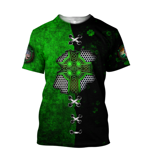 FUNSTUFFPRINT Dilypod Irish Celtic Knot Cross In My Heart St. Patrick's Day Design Shirts 3D T-shirt
