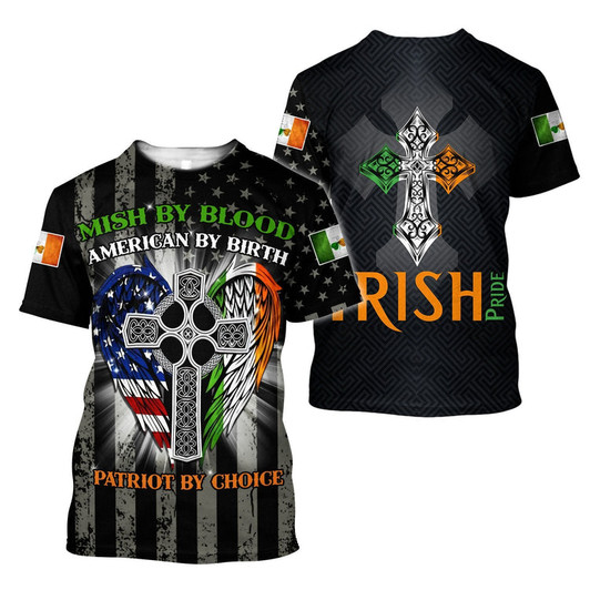 FUNSTUFFPRINT Irish Pride St Patrick Day 3D Shirt, Coolspod St. Patrick's Day American Flag Shirt, USA Flag Shirt, Lucky Shirt 3D T-shirt