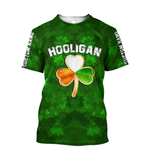 FUNSTUFFPRINT Personalized Hooligan Irish St Patrick Day Unisex Shirt, Irish Hooligan Stay True Till Death Hoodie For Men 3D T-shirt