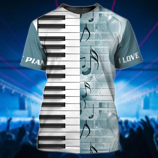 FUNSTUFFPRINT 3D All Over Print Piano T Shirt, I Love Piano 3D Hoodie Shirts, Gift For Guitar Men Woman 3D T-shirt